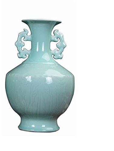 Glasvase Keramikvase Neue chinesische Amphore Blaue und weiße Porzellanvase 13 Zoll große Desktop-Dekorationsvase Zuhause Wohnzimmer Hochzeitsdekoration Vasenzubehör Wohnzimmer (Farbe (Gold))