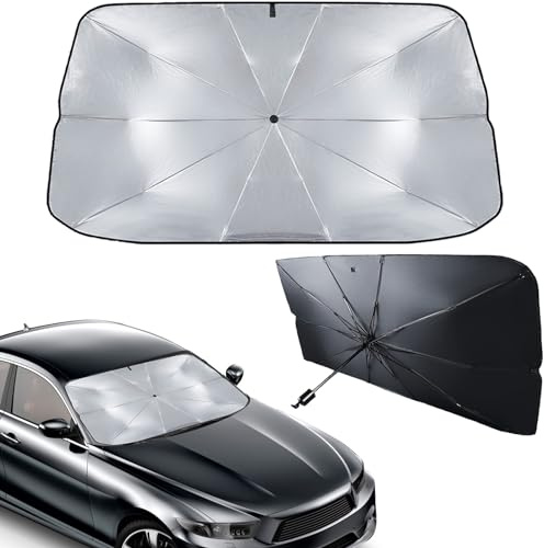 BOOSHMall Sonnenschutz Auto Frontscheibe, 140 x 80 cm Auto Windschutzscheibe Sonnenschutz Regenschirm, UV-Schutz Auto Frontscheibenabdeckung Innen, für die meisten Auto & SUV