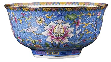 YDEWLY Ramen-Schüssel, chinesischer antiker Palast-Stil, Porzellan-Reisschale, Brei-Schüssel, Suppenschüssel, 13 cm, Qinfang Factory Palace Emaille, Farbe gegrillte Blume, Reis B