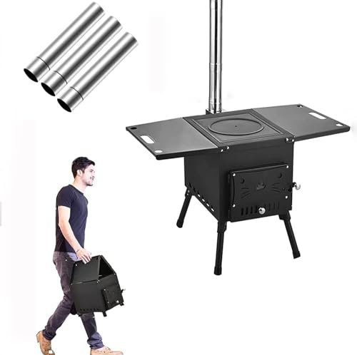 Réchaud de tente de camping Poêle à bois Portable ultra-léger d'hiver Grill de camping Réchauffeur de cuisson, Réchaud de tente de poêle à bois de camping portable ( Color : Black , Size : Smallsize )