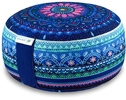 Bine Brändle Mandala Meditationskissen - Yogakissen - Bodenkissen - Ideale Sitzhöhe 15 cm - Innenkissen mit anpassbarer Dinkelspelzfüllung - GOTS Zertifiziert - Bezug aus Baumwolle (Sternennacht)