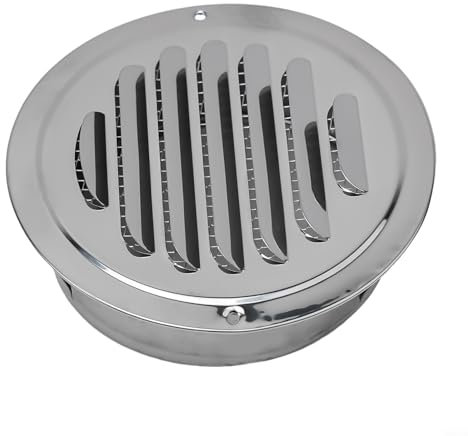 70-300mm Ventilation Grill Screen Hood Stainless Steel Flat Round Vent Grille Exterior Wall Duct Ventilation Extractor Fan Vent Cover Grille Cover Tool for Kitchen Bathroom(120mm)