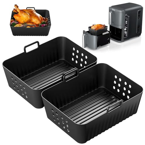 2PCS Air Fryer Silicone Liners for Ninja Double Stack XL 9.5l Air Fryer SL400UK, Reusable Air Fryer Accessories Double Stack Air Fryer Liners for Ninja AF400UK, AF451UK, AF300UK, Tower T17088