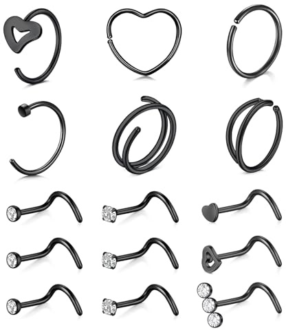 MODRSA Nasenpiercing Steck Chirurgenstahl Nasenstecker Piercing Nase Screw Nose Stud Nostril Piercing Damen Nasen Piercing NasenRing