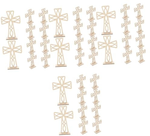 SEWACC 40 Stück Kreuzornamente Aus Holz Zum Selbermachen Holzkreuz Für Den Schreibtisch Holzkreuze Zum Basteln Kreuzdekoration Kreuz Holzornament Holzhandwerk DIY Kreuz