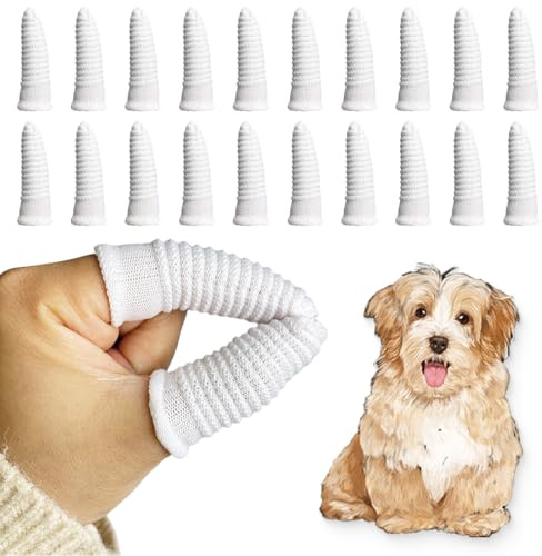 Cepillo Dientes Perro Dedo, Cepillo de Dientes de Fibra Apto para Mascotas, Cuidado de los Dientes de Perro, Limpia Eficazmente la Placa Dental(20 piezas)