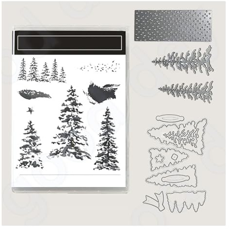 Wisafory Stempel und Stanzschablonen Set Stempel und Stanzformen Silikonstempel und Stanzen Set Weihnachts Stanzformen Schablonen für DIY, Scrapbooking, Grußkarten, Geschenkkarton-Dekoration 7#