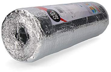 Aislamiento térmico reflectante multicapa 0.4x5m, eficiente barrera contra la pérdida de calor, ideal para techos y paredes.