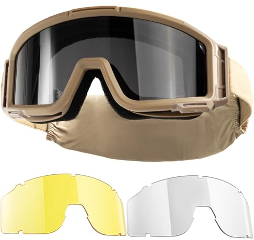 1TG Tactical Airsoft Brille, Taktische Schutzbrille mit 3 Wechselobjektive, Jagdbrille mit CE EN166, Airsoft Gläser für Paintball, Jagd, CS, Radfahren, Outdoor