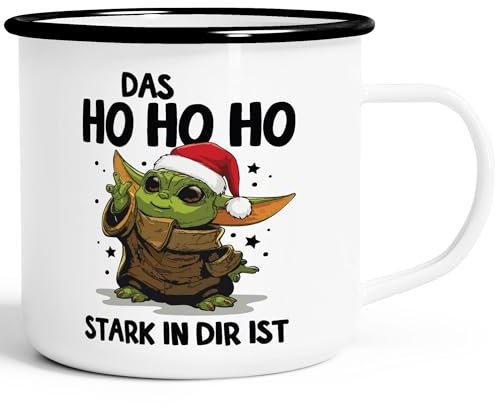 MoonWorks Emaille-Tasse Weihnachten Das HoHoHo stark in dir ist Baby- Spruch lustig emaille-weiss-schwarz standard