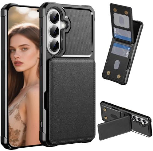 Fofvccv Coque pour Samsung Galaxy S24 FE avec Porte-Cartes ZM Noir | Housse en Cuir Premium PU Étui Clapet à Rabat Portefeuille Flip Case avec Fermoir Magnétique et Support pour Samsung S24 FE