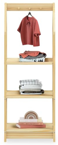 IDIMEX Kinder Regal Sally Hausform, Natur - Montessori Kinderregal mit 3 Ablageböden, praktische Haken zur Organisation. Regale Kinderzimmer, Kindermöbel, Kindergarderobe