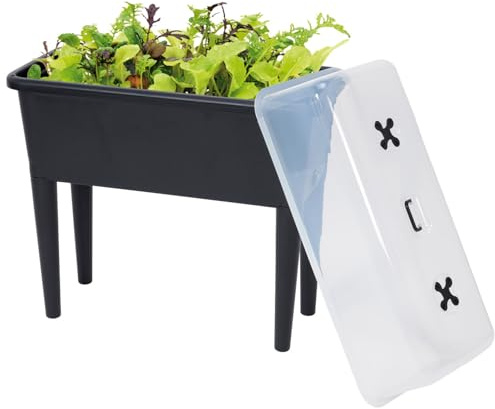 Brixy Wetterfester Anzuchttisch mit Deckel, höhenverstellbar, 76 x 37 x 85 cm, 70L Volumen, Schwarz