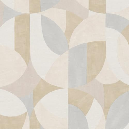 Profhome Grafische Tapete 399324-GU Vliestapete grau creme-weiß beige weiß 0,53 m x 10,05 m / 5,33 m2
