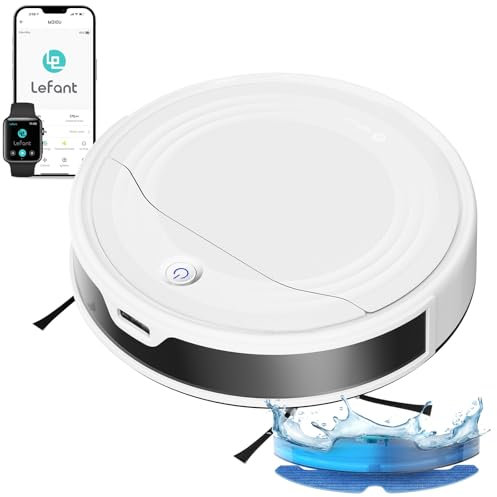 LEFANT Robot Aspirapolvere Lavapavimenti con Mappatura 4000pa,Navigazione LDS,Batteria da 4000mAh,Autonomia 150 min,Robot Aspirapolvere Lavapavimenti Slim per Pulizia Domestica/Peli Animali,grigio