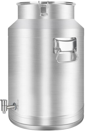 Togarhow 50 Liter 13.2 Gallon Milk Can 304 Stainless Steel Milk Bucket Heavy Duty Wine Pail Bucket with Spigot Milk Can Tote Jug with Sealed Lid for Milk and Wine (50L)