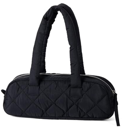 Ldabrye Sac à main pour femme élégant avec nœud papillon doux matelassé motif à carreaux style pain rembourré, Noir , Taille unique