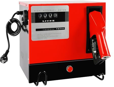 Wiltec Heizöl- und Dieselpumpe 230V/550W 60l/min selbstansaugend, zur Wandmontage, Zapfpistole mit Abschaltautomatik, Kraftstoffpumpe,Red, Black