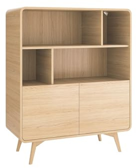 Vente-unique - Bibliothèque avec 2 Portes et 4 niches - Naturel - JALEMO