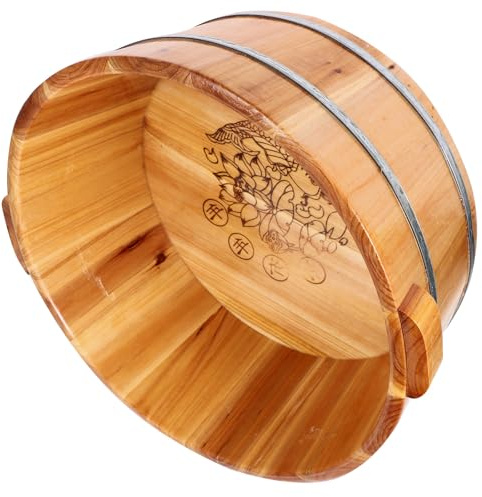 MUCKLILY Bañera de Madera para Pies Cubo para Lavar los Pies Fácil de Limpiar y Guardar Uso en Casa o Exterior