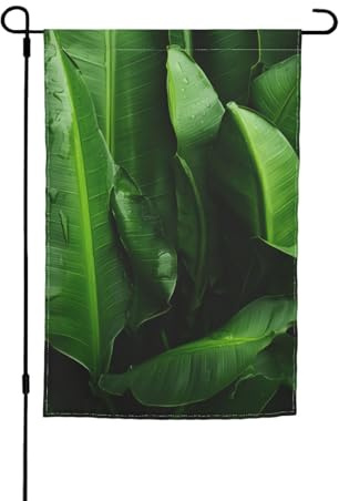 Drapeau de jardin imprimé feuilles de bananier fraîches 30,5 x 45,7 cm, décoration extérieure pour cour, patio, porche et pelouse