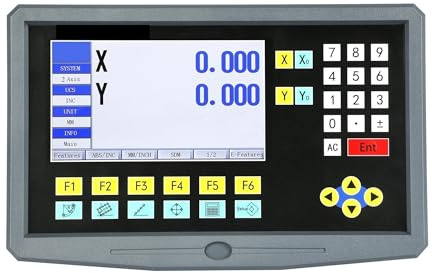 OPFVUJIKX Codeur linéaire, Tour de fraisage, Affichage numérique LCD DRO à 2 Axes, 9 Langues, et 2 échelles linéaires de 50 à 1000 mm, encodeur, règle à réseau pour fraiseuse(HS800-2 with Scales)