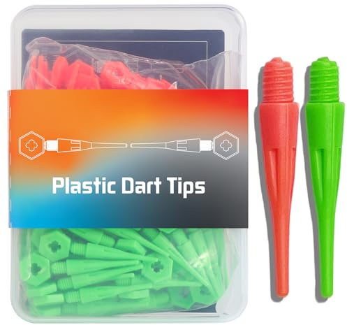 UHOZO 2BA-Gewinde Softtip-Dartspitzen, 100 Softtip-Darts, Darts mit Kunststoffspitze (Orange-Grün)