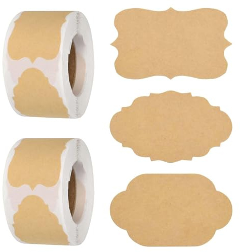 Étiquette Autocollante,500 PCS Étiquettes Autocollantes en Papier Kraft Imperméables et Personnalisées Idéales pour Bocaux Confiture Épices Congélation Mariage et Cadeaux DIY