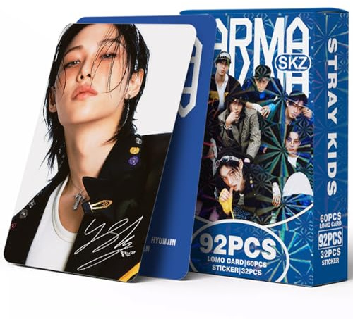 KPOPBP 92 PCS Karma Album Photocards Kpop SKZ Lomo Cards and 32 PCS Laptop Sticker, Gift for Boys and Girls