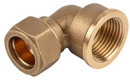 Westco - Raccordo a gomito a compressione in ottone, 22 mm x 2,5 cm, C x FI, femmina, in ferro, 90°