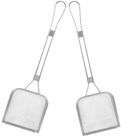 GRIRIW Cuchara Coladora Cuadrada de Acero Inoxidable 2 Piezas, Espumadera para Freír con Malla Fina, Colador de Aceite para Cocina Doméstica y Profesional, Herramienta para Filtrar