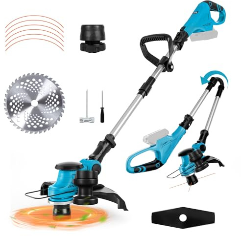 String Trimmer Compatible with Makita 18V Battery,3 in 1 Folding with Brushless Motor 30cm Cutting width & Battery Status Indicator Electric Trimmer
