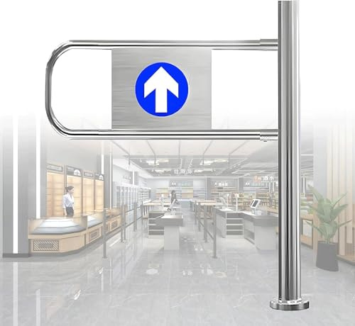 Cancello a battente automatico for ingressi di supermercati, ingresso unidirezionale a molla, cancello a battente a rimbalzo automatico in acciaio inossidabile, for il controllo sicuro(Left,50cm)