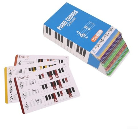 Akkord-Lernkarteikarten, 120 Stück, für Klavier mit 88 Tasten, mit Diagramm, um wiederholte Praxis und Fähigkeitsentwicklung in der Musik zu fördern