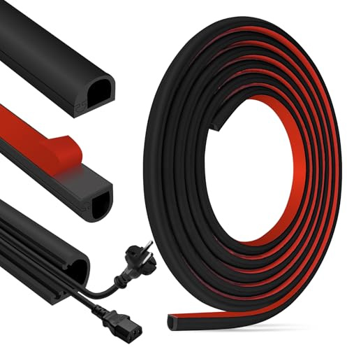Cable Trunking for Electric Cables Self Adhesive Conduit Trunking with Side Open Design for Wall Floor TV Wire Hider (14mm×10mm×3m, Black)
