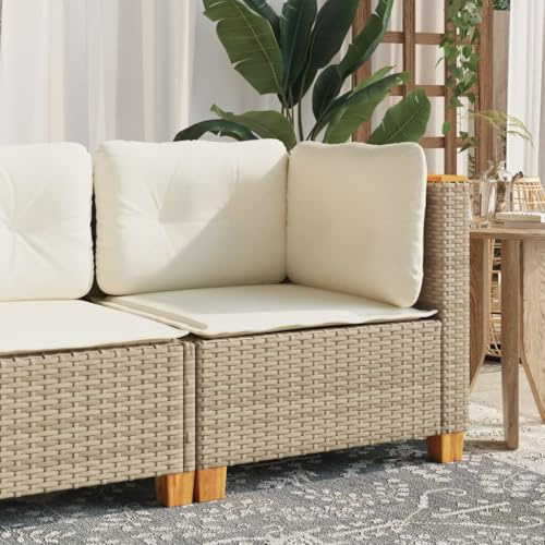 QUAHEAS Garten-Ecksofa mit Kissen Beige, wetterfestes Poly Rattan Loungesofa, modulares Design für Terrasse und Balkon, komfortable Outdoor-Sitzgelegenheit