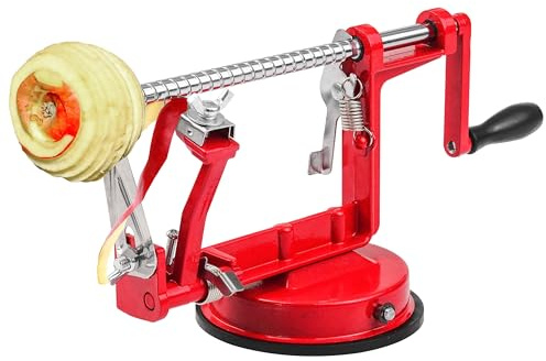 Crystals 3 in 1 Apple Peeler, Corer & Slicer – Manual Kitchen Fruit & Vegetable Peeling Machine with Stainless Steel Blade, Heavy Duty Suction Base Potato Apple Cutter Peeler Tool for Home Cooking