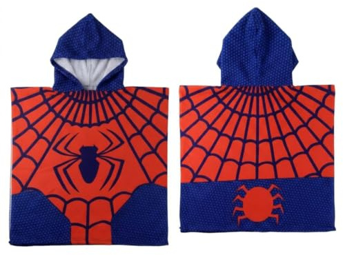 Poncho Spiderman Niño y Niña - Poncho Infantil Spiderman con Capucha y Secado Rápido, Toalla Poncho Niños, Playa, Piscina y Verano, Baño Infantil Ligero y Absorbente