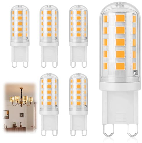 Bombillas LED G9 3W equivalentes 40W Halógeno, blanco cálido 2700K, 410 lúmenes, ángulo 360°, no regulable, base cerámica, alta luminosidad, económica, ideal para dormitorio, sala de estar, cocina