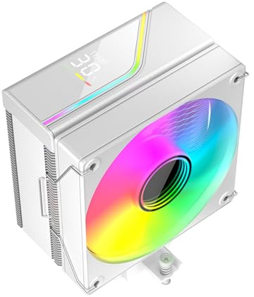 CAZSTYK Ventola di raffreddamento silenziosa per CPU 6 tubi di calore Display temperatura in tempo reale illuminazione ARGB Facile installare 200 W compatibile ARGB Dissipatore di calore