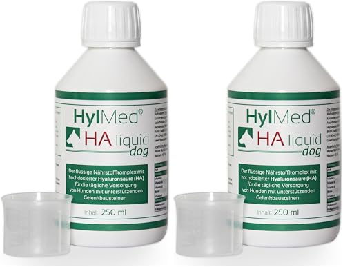 2 x HylMed HA Liquid Dog 250 ml, hochdosierte Hyaluronsäure, Kollagen und weitere Nährstoffe zur Unterstützung der Gelenke und der Bewegungsfreude des Hundes für bis zu 50 Tage (Packung mit 2)