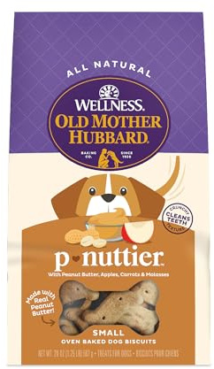 Wellness Old Mother Hubbard Classic P-Nuttier Dog Biscuits, Natural Training Treats, Peanut Butter Flavor, Small Size, 20 oz Bag