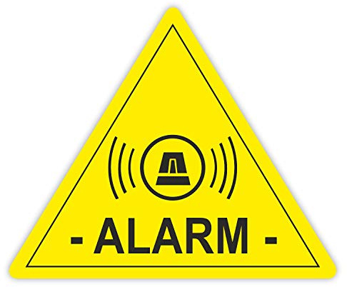 iSecur 5 Stück Alarm Aufkleber gelb 5 x 4 cm Fensterscheiben - hin066 | Hinweis auf Sicherheitsanlage für Fensterscheiben Haus Auto LKW und KFZ, außenklebend, selbsthaftend und witterungsbeständig