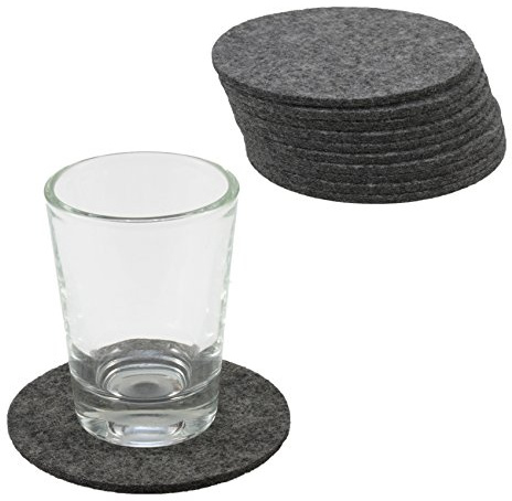Filzuntersetzer Ø 100 mm Stärke 3 mm rund 10er-Set natürlicher Wollfilz Farbe anthrazit-meliert naturbelassen 46057