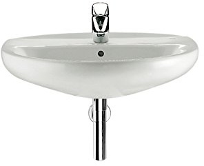 Roca A325394000 - lavabo de porcelana mural 560x460x195 mm, colección Victoria, color blanco A325393000