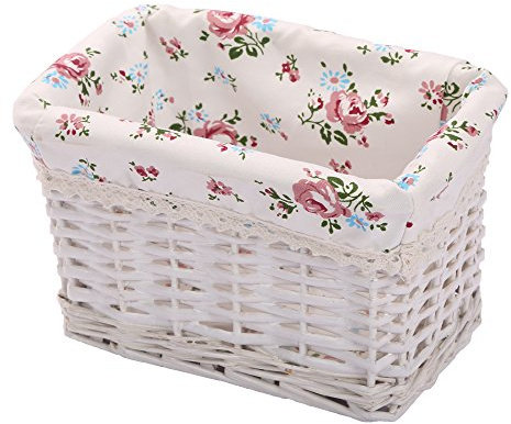 KINGWILLOW Woven Rectangular Wicker Storage Basket,Small Organizer Box