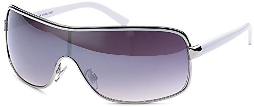 FEINZWIRN Designer Sonnenbrille mit Monoscheibe und Verlaufsglas Damen Herren Unisex Sonnenbrillen (Weiss)
