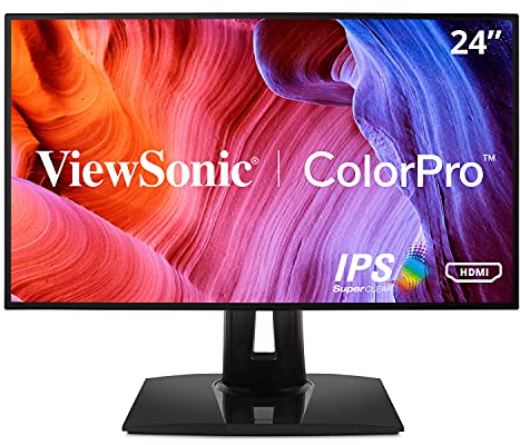 Viewsonic ColorPro VP2458 60,5 cm (24 Zoll) Fotografen Monitor (Full-HD, IPS-Panel mit Delta E<2, 100% sRGB, USB 3.1 Hub, Höhenverstellbar, 5 Jahre Austauschservice) Schwarz