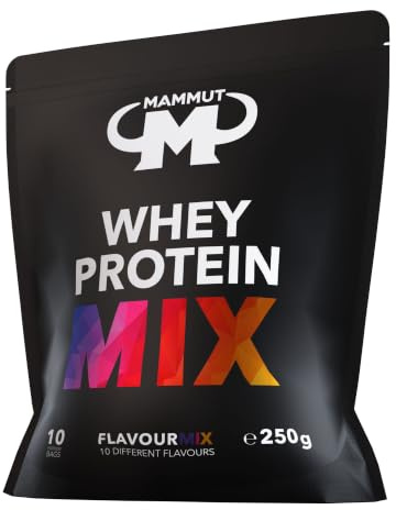 Mammut Nutrition Whey Protein Pulver Mix Beutel, 10 x 25 g | Molkenproteinkonzentrat, mit BCAA-Anteil, klumpenfrei löslich, in Wasser oder Milch, Mix Beutel
