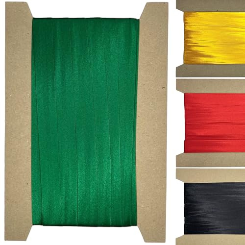 10m Satin Schrägband zum Nähen gefalzt 50mm breit Ausgefülltes grün